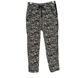 French Laundry Pants Womens Medium‎ Black & White Abstract Drawstring Jogger